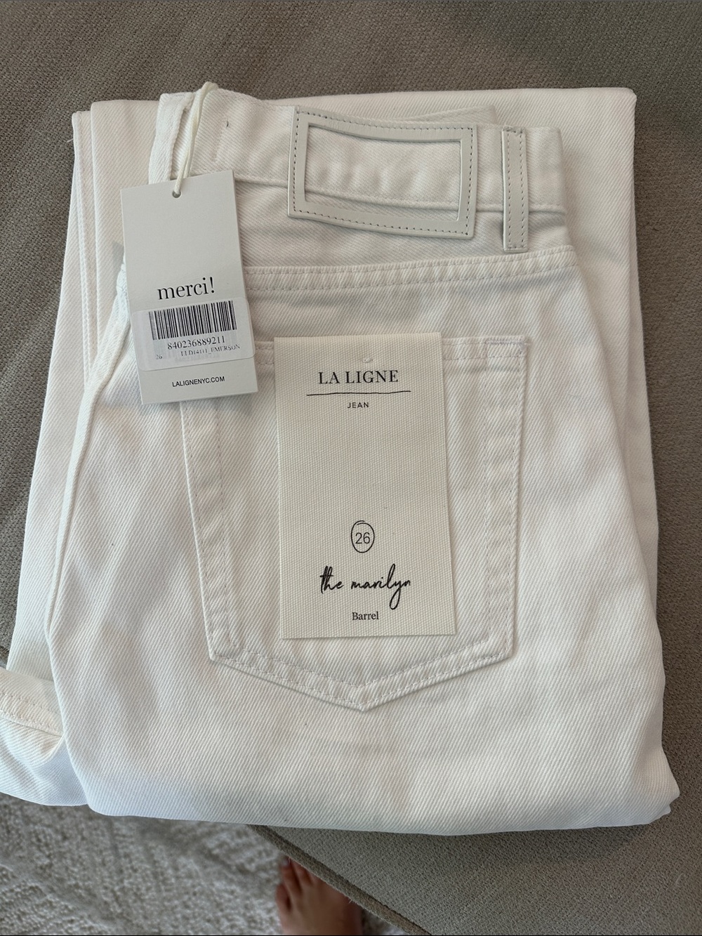 NWT La Ligne White Barrel Jeans - The Marilyn